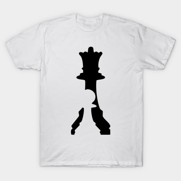 Chess - Queen and Pawn meets in negative spaces T-Shirt by ORENOB